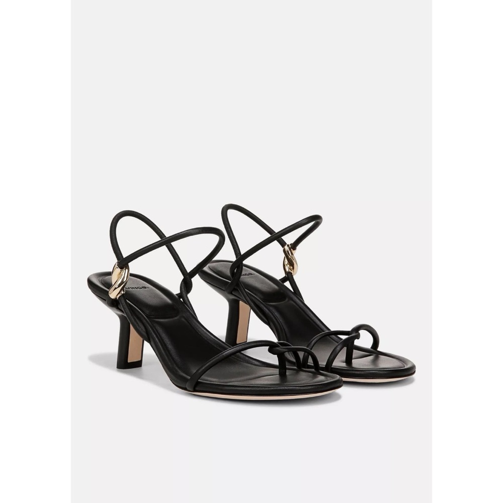 New Vince Jolie Leather Twist Sandal Black Sz 7